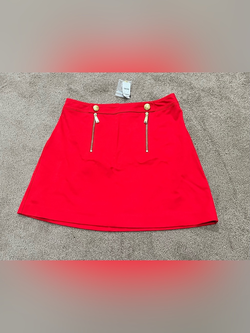 Red Express Women's Mini Skirt with Gold Zip Accents